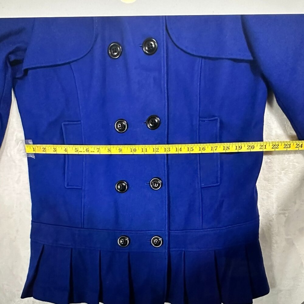 Y2K Blue Wool Worthington VTG Coat XL Corpcore Academia Classic 90 Pea-Coat BOHO - Picture 13 of 16